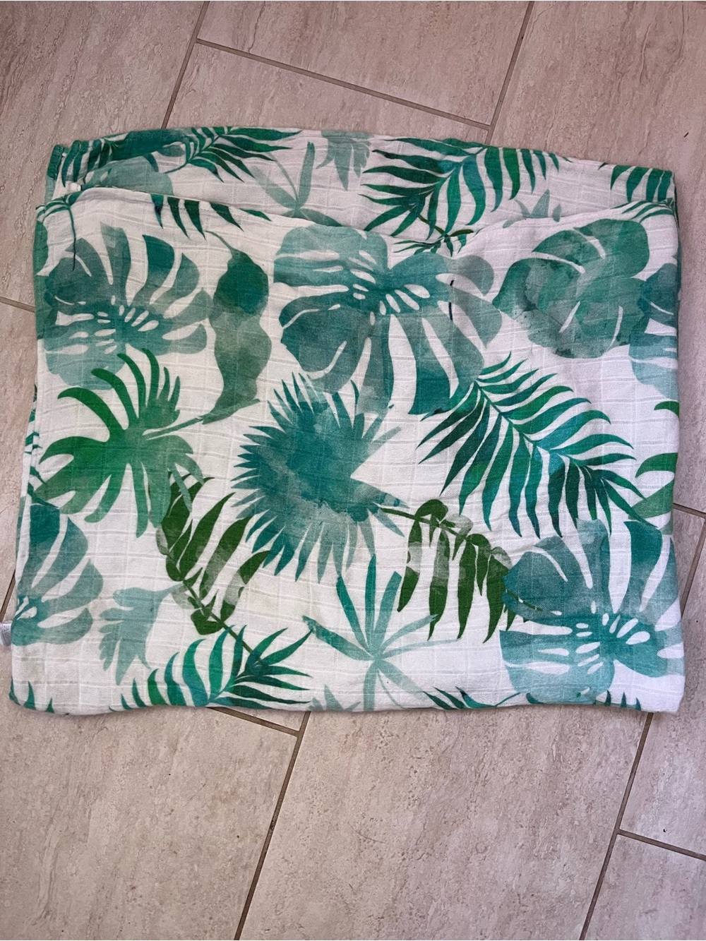 Tula Baby Blanket Tropical Green White Botanical Print